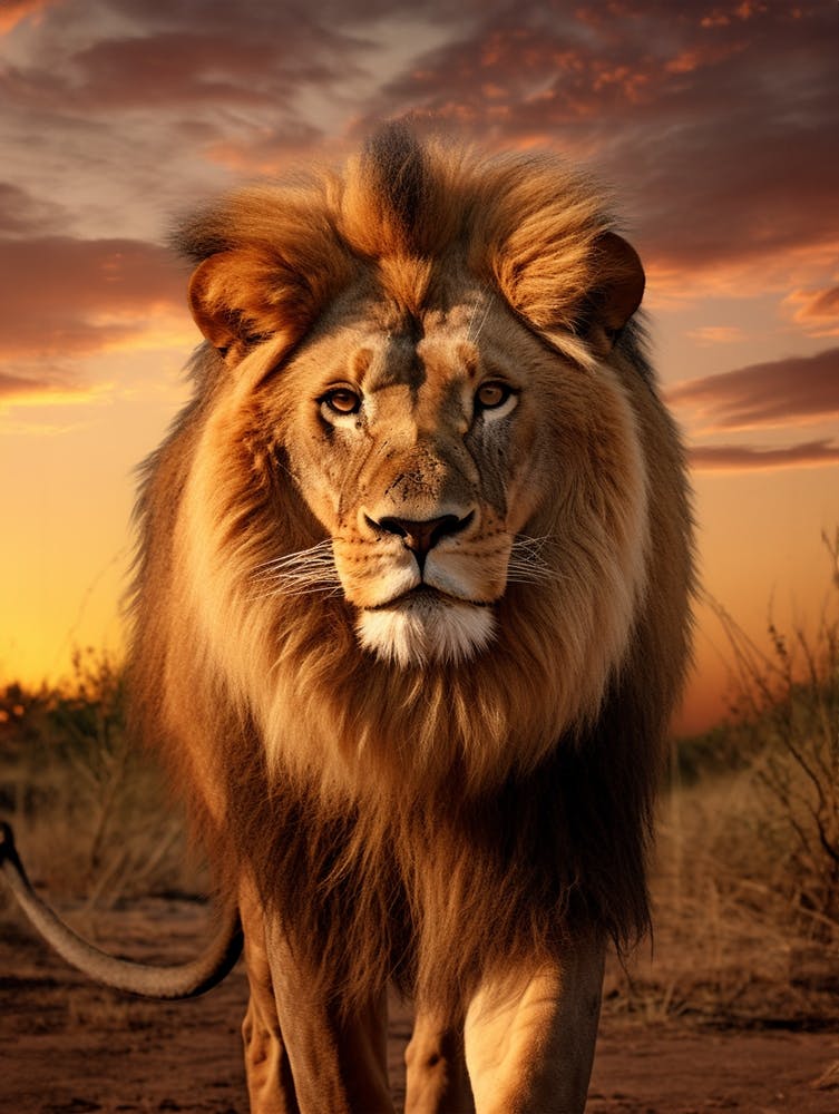 African Lion Sunset Portrait 4