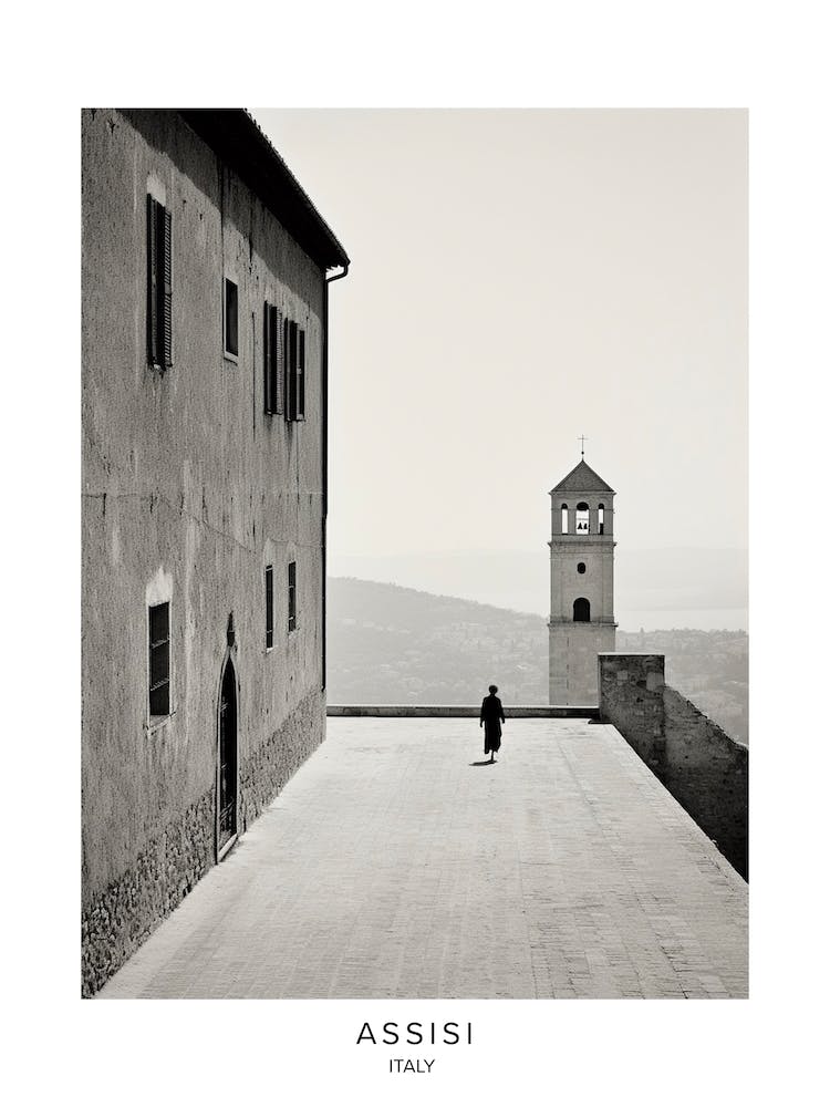 Poster Of Assisi, Italy, Black And White Analogue Photography 3