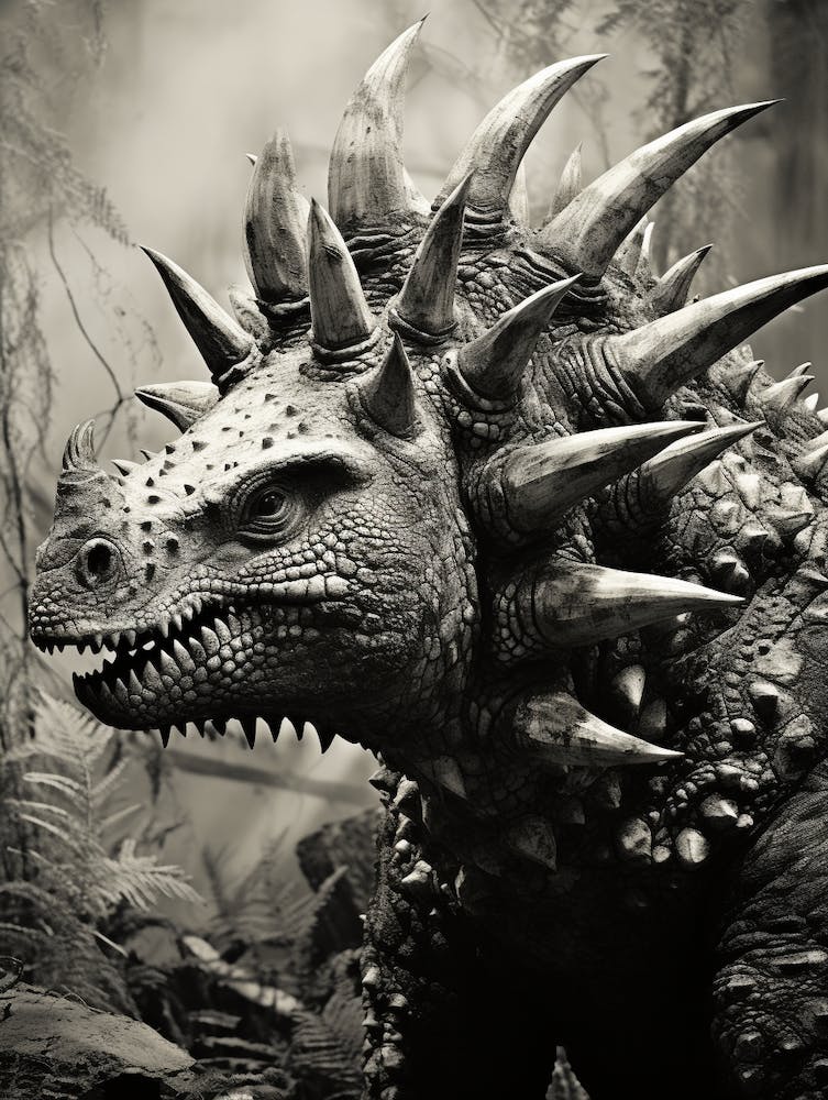 Black And White Photograph Of A Stegosaurus 1