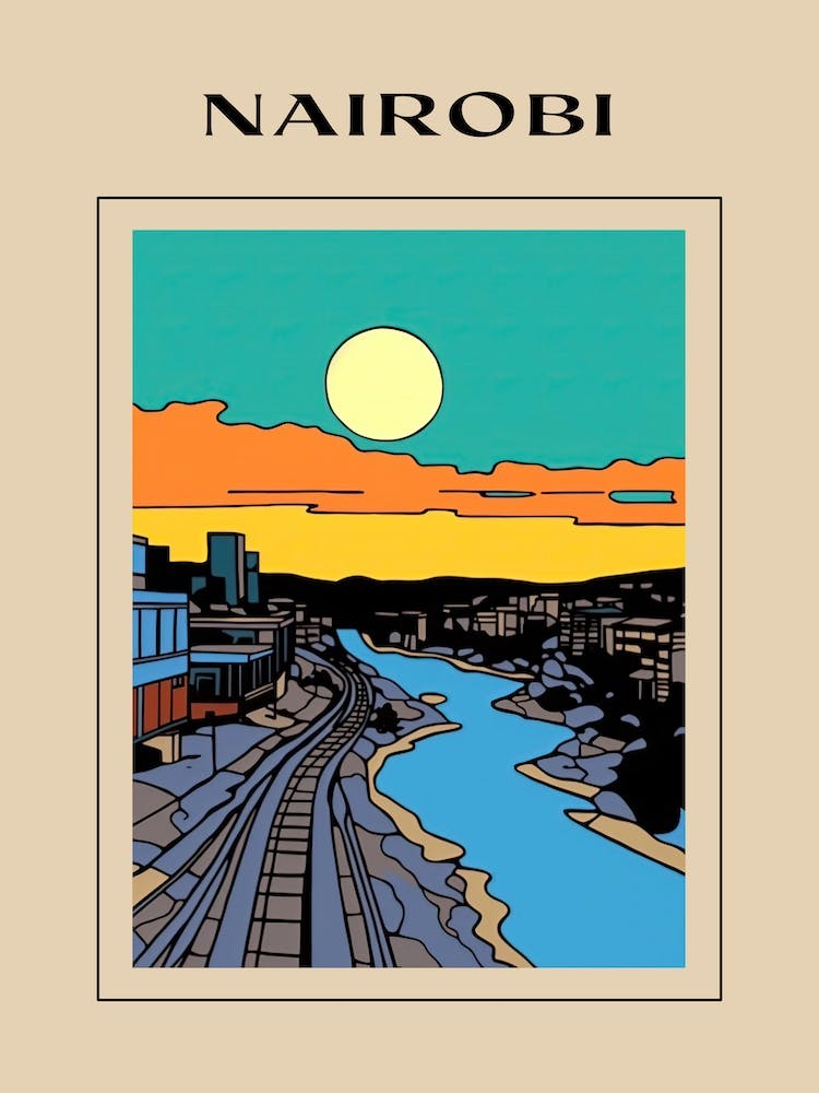 Minimal Design Style Of Nairobi, Kenya 4 Poster