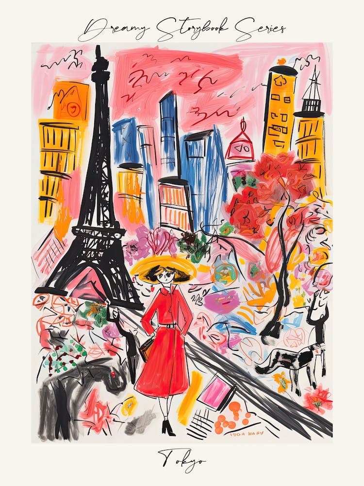 Poster Of Tokyo, Dreamy Storybook Illustration 2