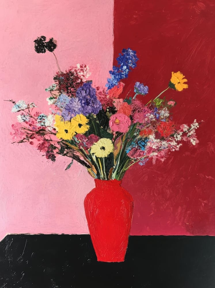 Flowers In A Red Vase 1