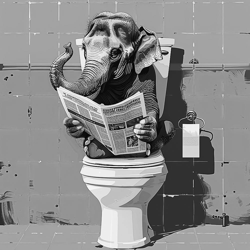 Elephant Reading Newspaper