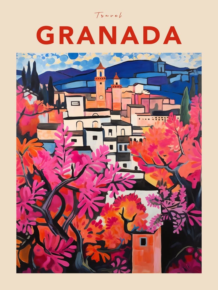 Granada Spain 5 Fauvistisches Reiseposter