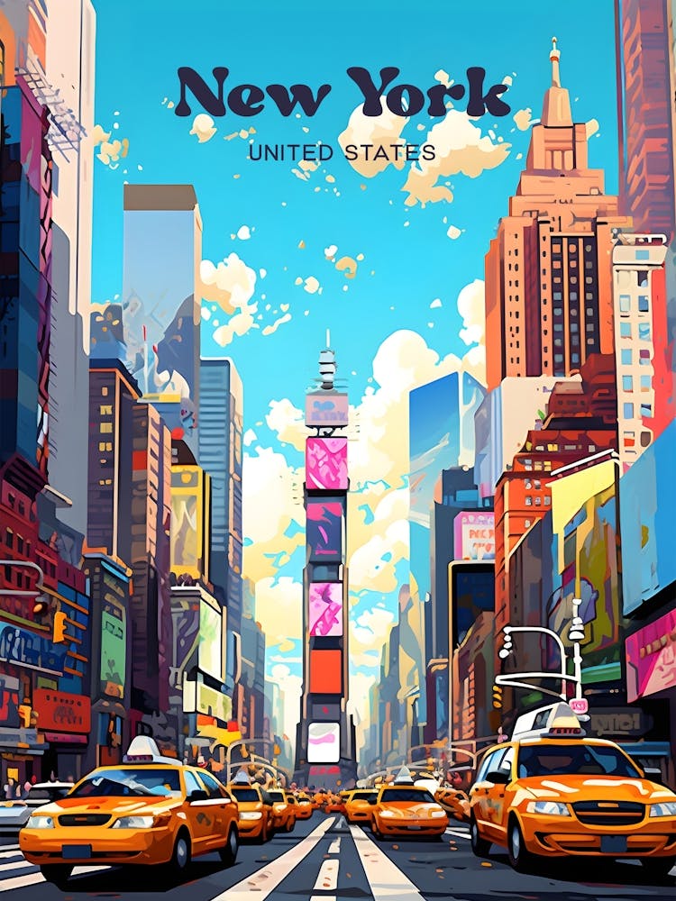 New York United States Times Square Travel Art