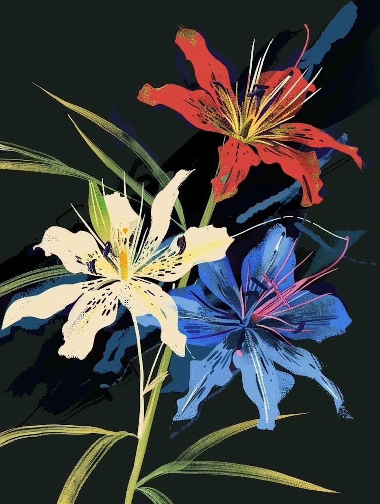 Neon Flowers On Black Love In A Mist Nigella 4