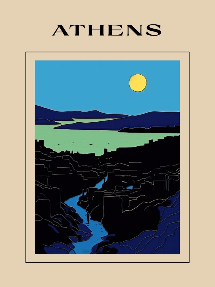 Minimal Design Style Of Athens, Greece 4 Poster
