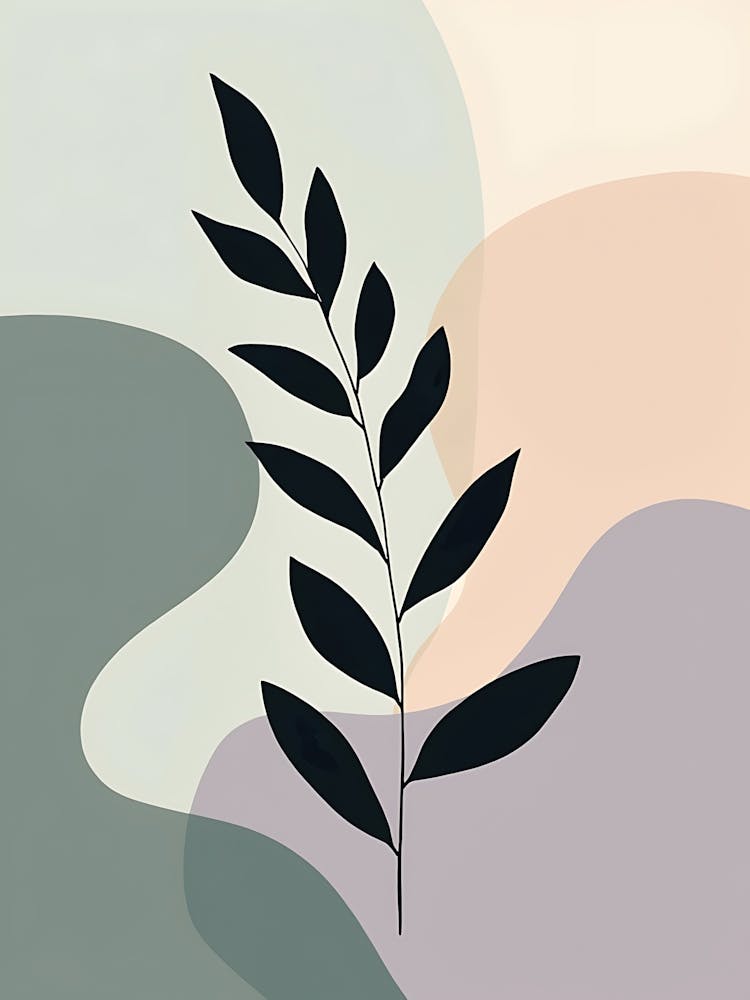 Soft Green Botanical Abstract with Earthy Texture