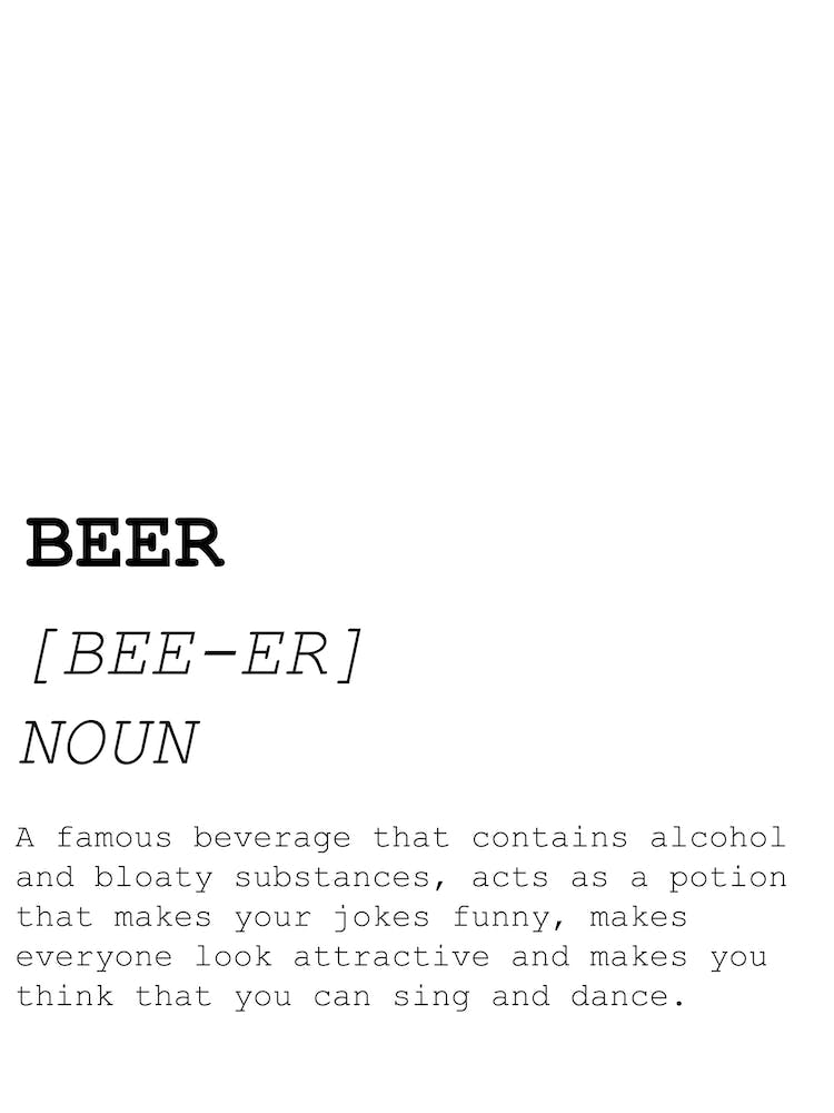 Beer, Funny, Quote, Definition, Dictionary, Kitchen, Print
