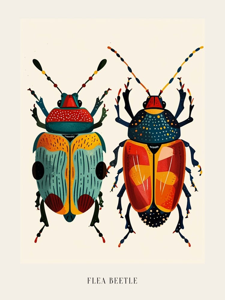 Colourful Insect Illustration Flea Beetle 6 Poster