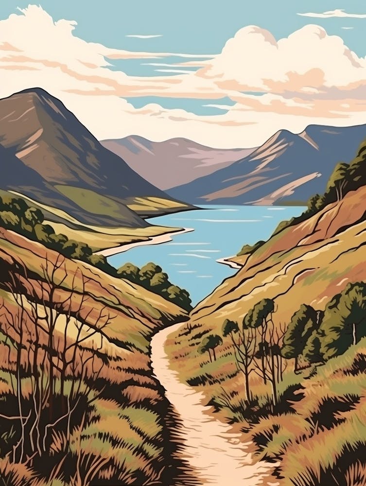 West Highland Way Scotland 3 Vintage Travel Illustration
