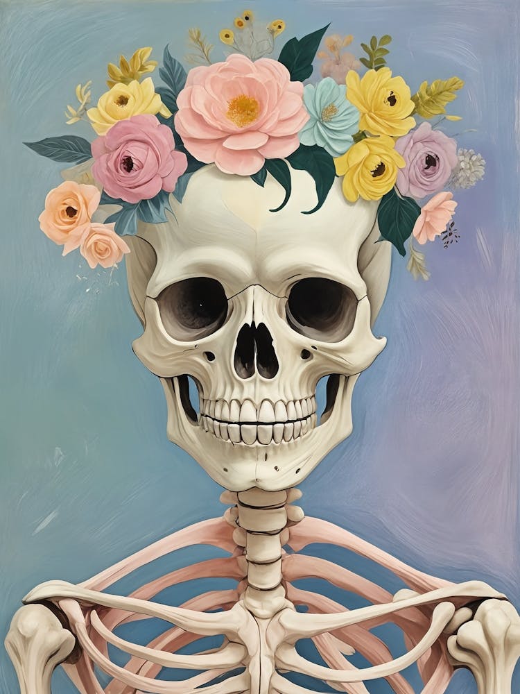 Skelett mit Blumenkrone