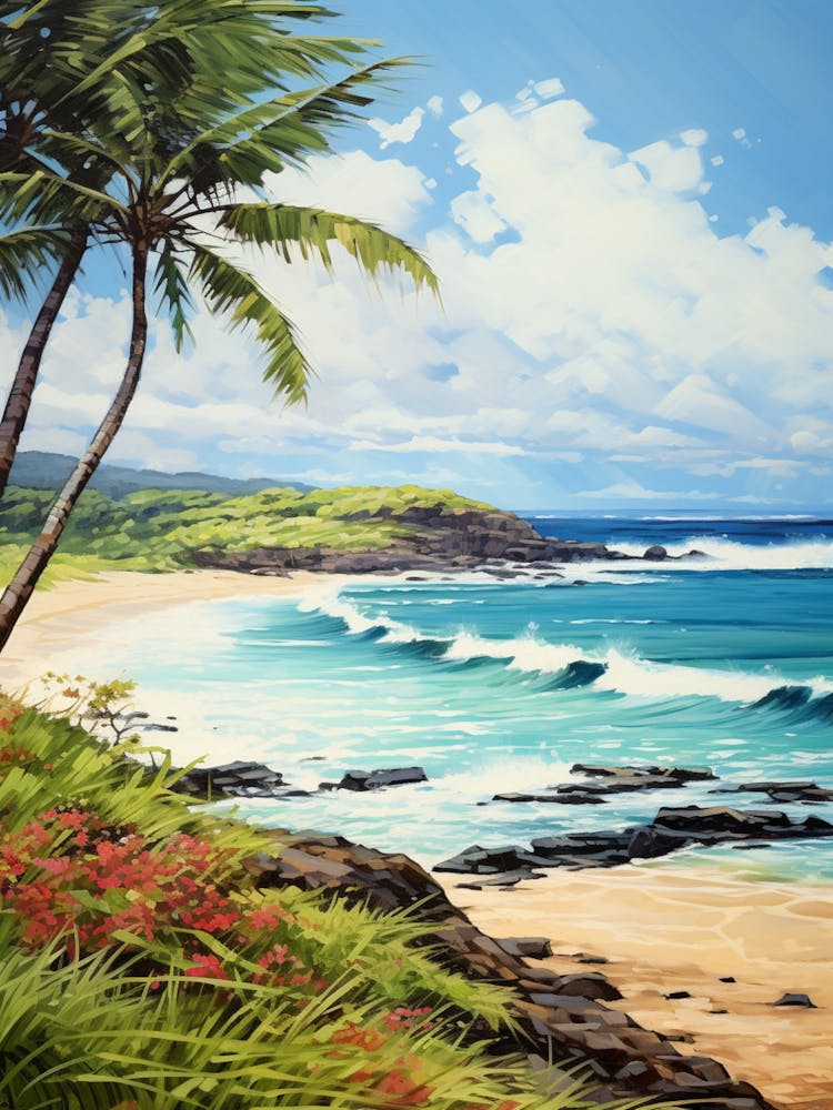 A Painting Of Anakena Beach, Easter Island Chile 1
