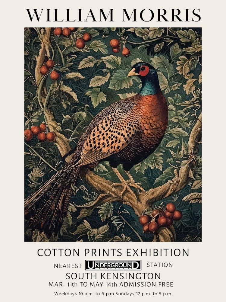 William Morris Pheasant Bird Vintage Exhibition