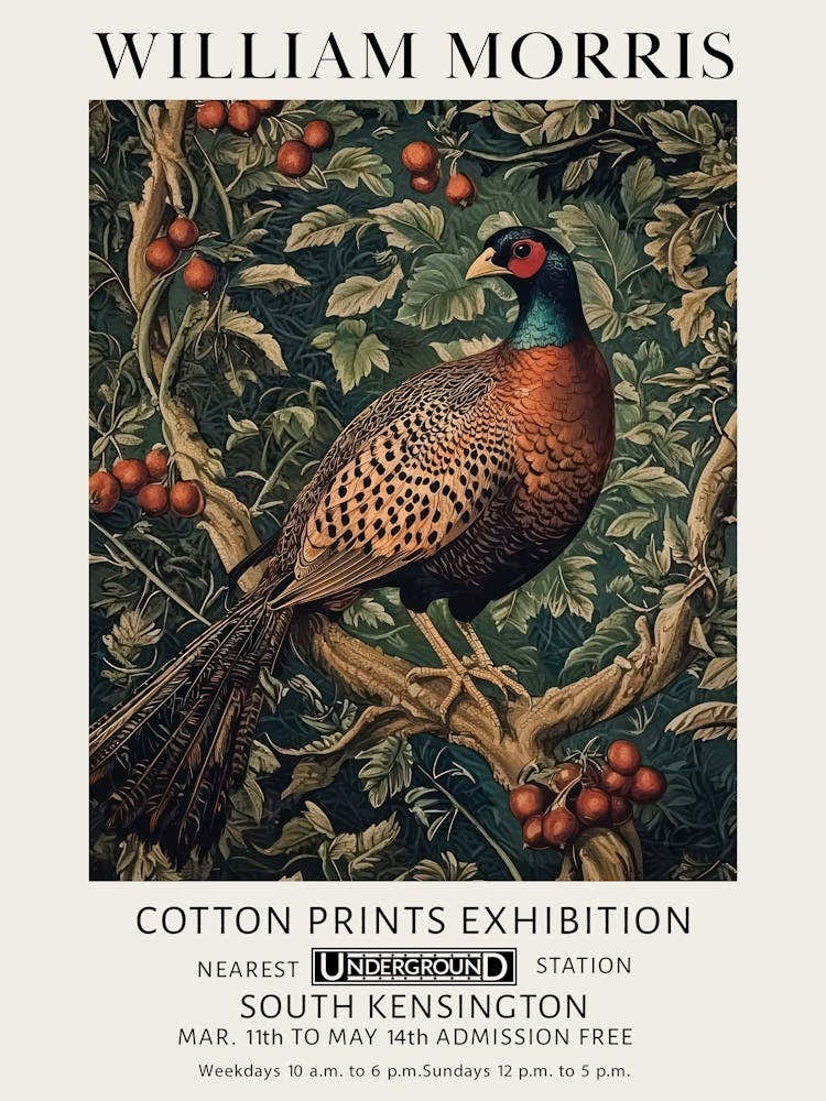 William Morris Pheasant Bird Vintage Exhibition
