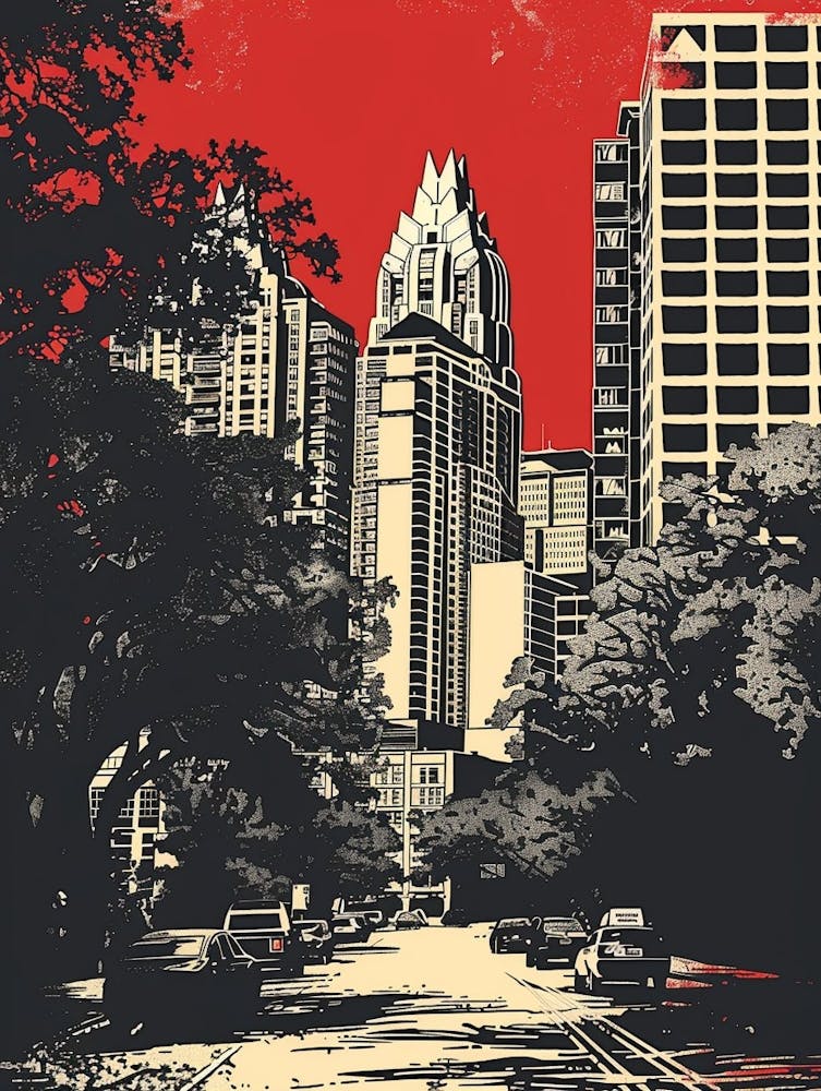 Duotone Illustration Austin Austin Texas 4
