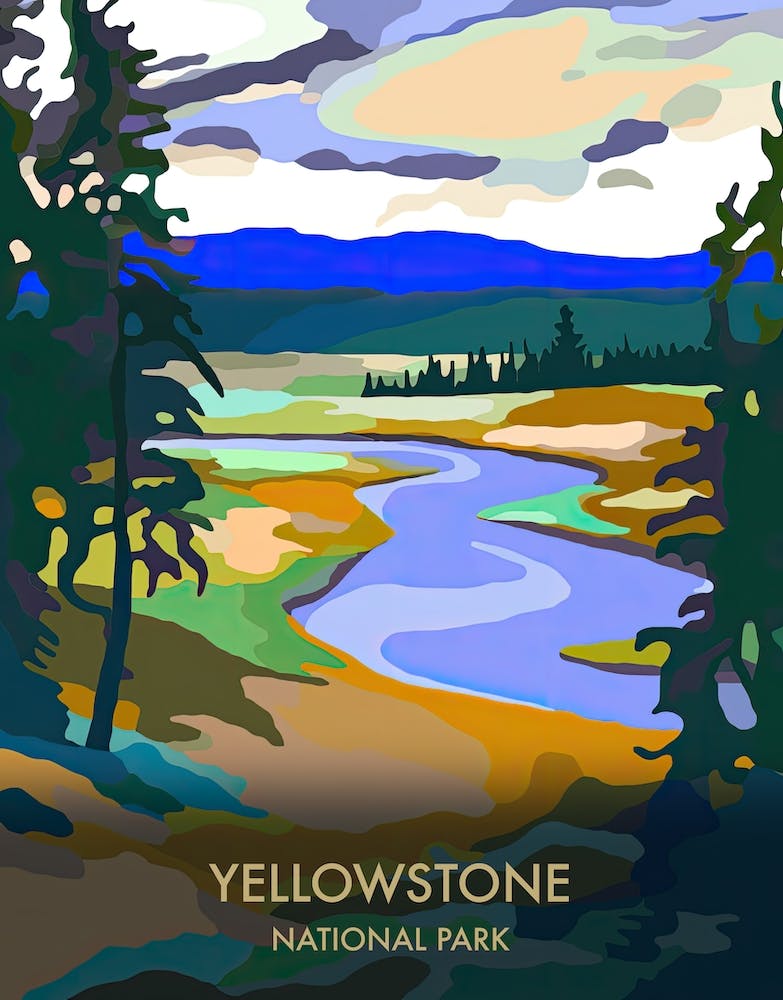 Yellowstone National Park Reiseposter im Matisse-Stil 4