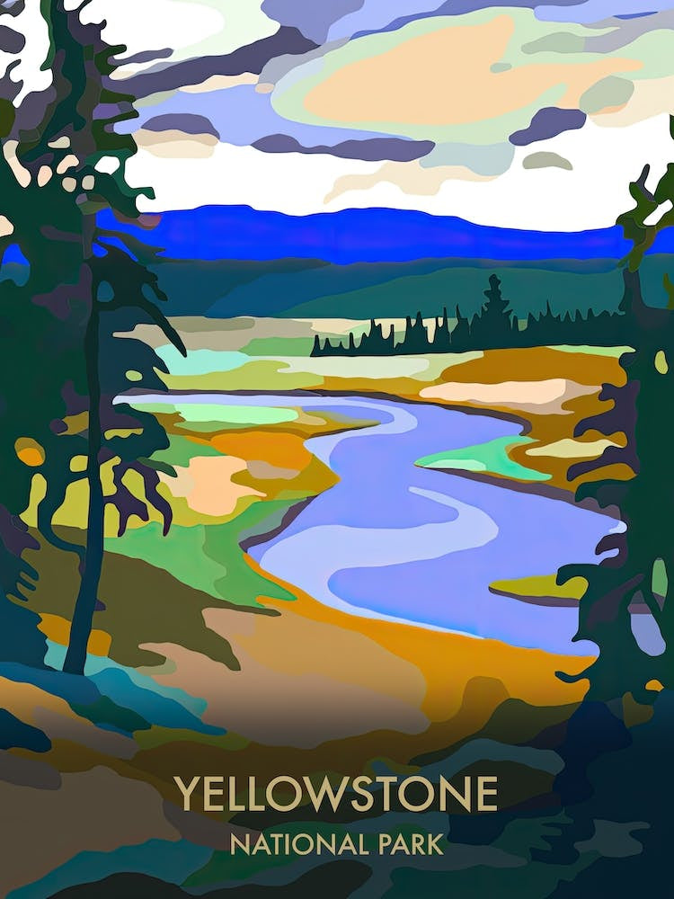 Yellowstone National Park Travel Poster Matisse Style 4