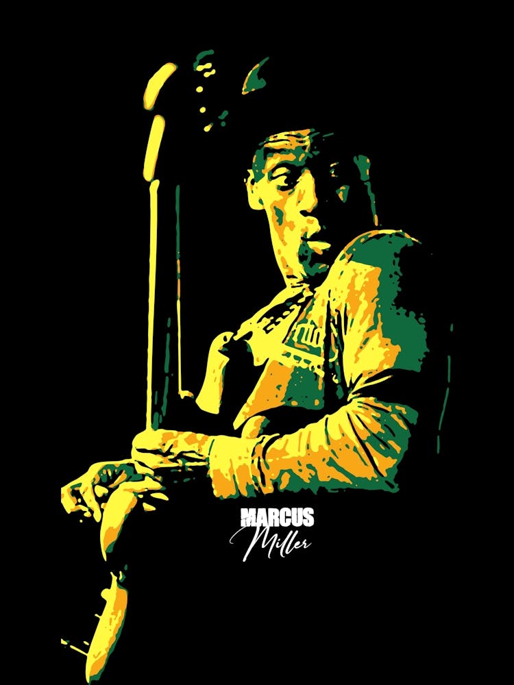 Marcus Miller Musicien Américain Légende en Illustration Pop Art