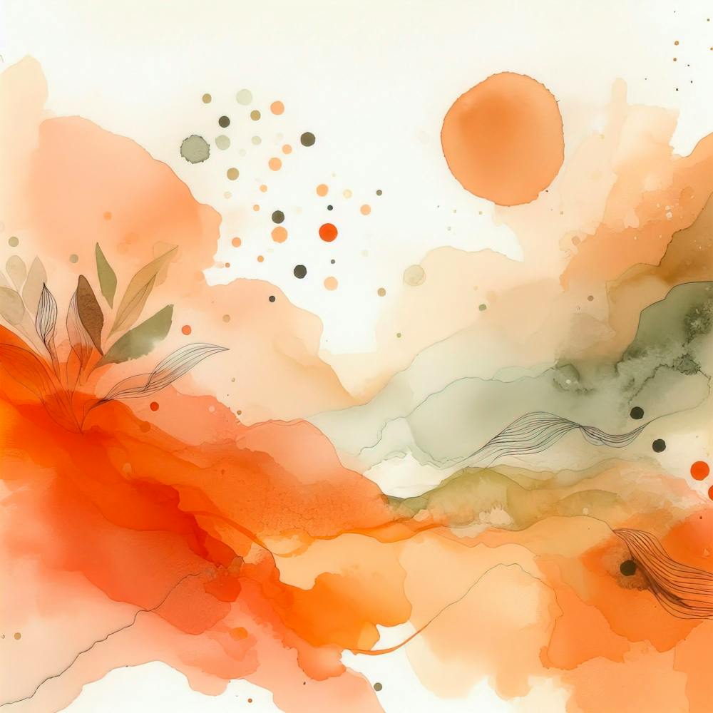 Abstract Watercolor Orange Sage Orange Olive Light Orange Art Background 1