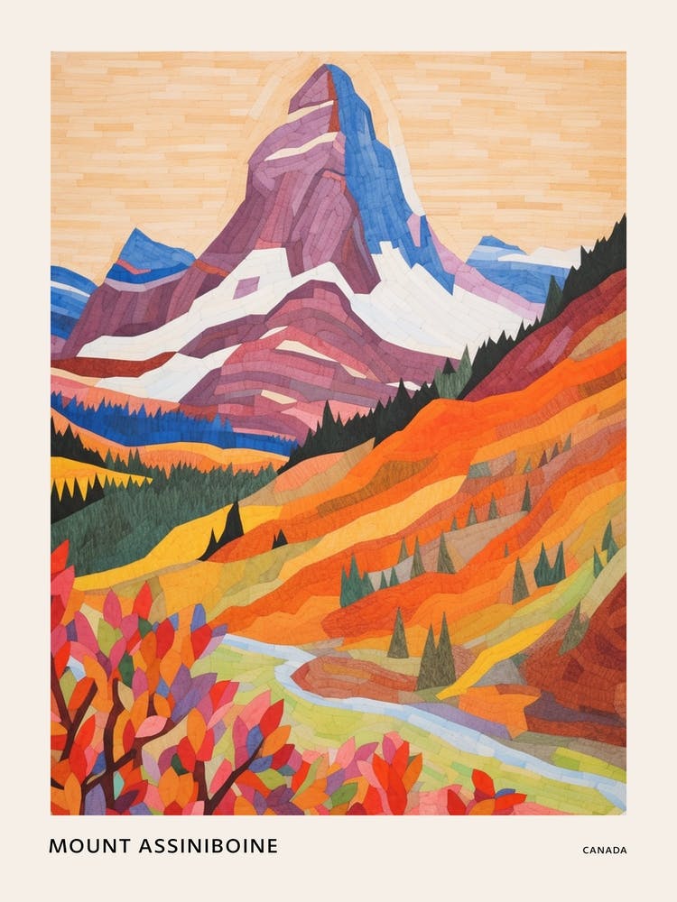 Mount Assiniboine Canada 1 Colourful Mountain Illustration Poster