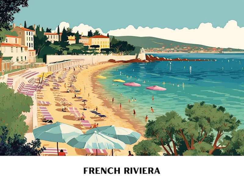 French Riviera Vintage Travel Poster Landscape 6