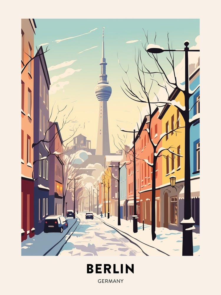 Vintage Winter Travel Poster Berlin Germany
