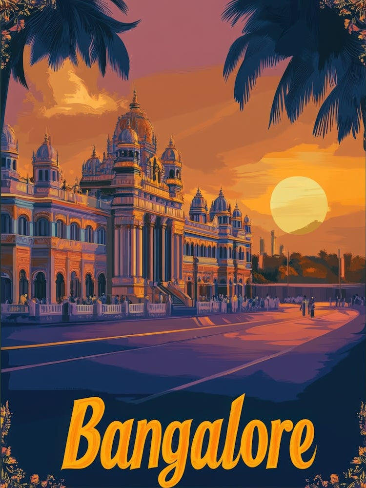 Aihrgdesign A Mid Century Modern Travel Poster For Bangalore 4