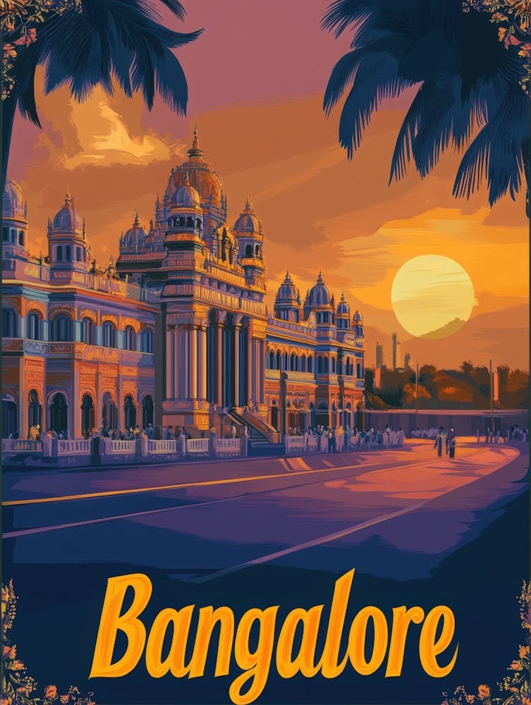 Aihrgdesign A Mid Century Modern Travel Poster For Bangalore 4