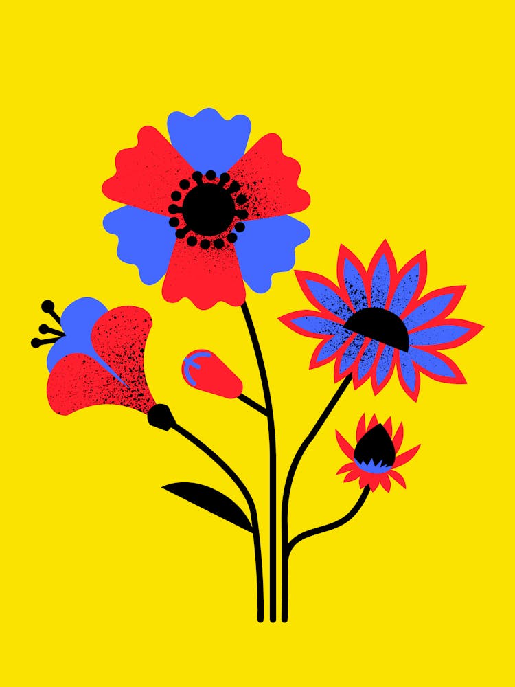 Flowers On A Yellow Background