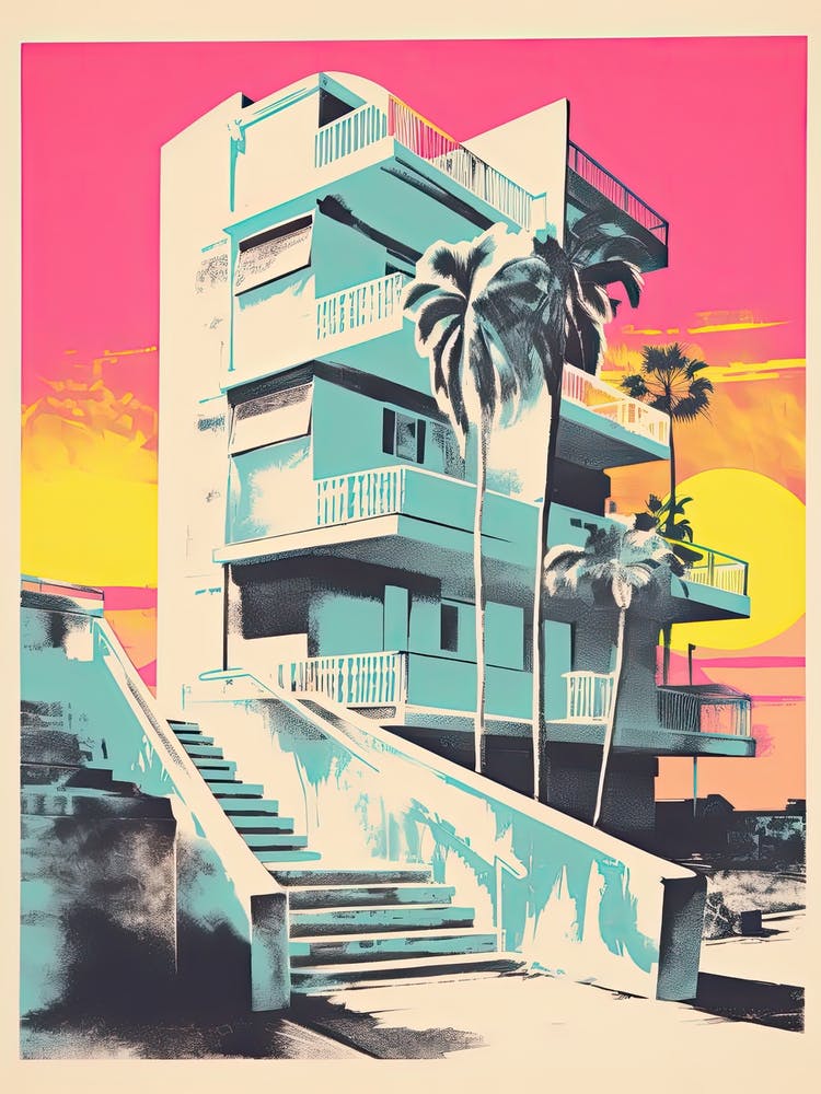 Bondi Beach In Risograph Style 2