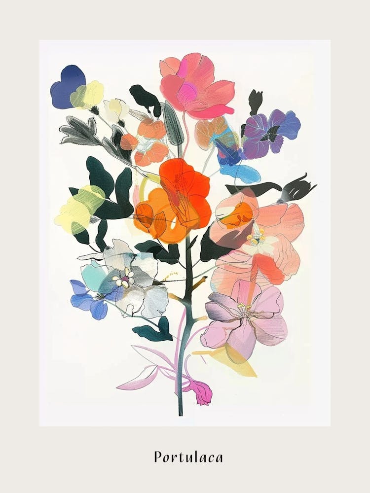 Portulaca 2 Collage Flower Bouquet Poster