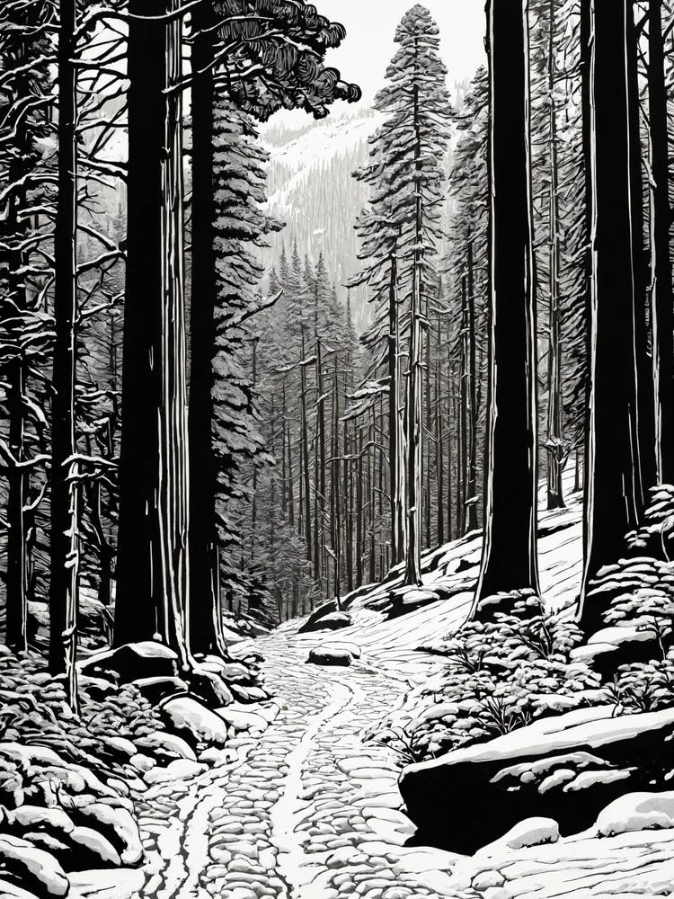 Snowy Path In The Woods