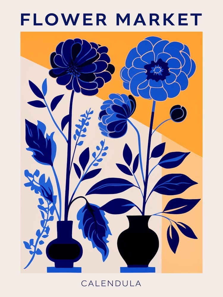 Blue Flower Market Poster Calendula 3