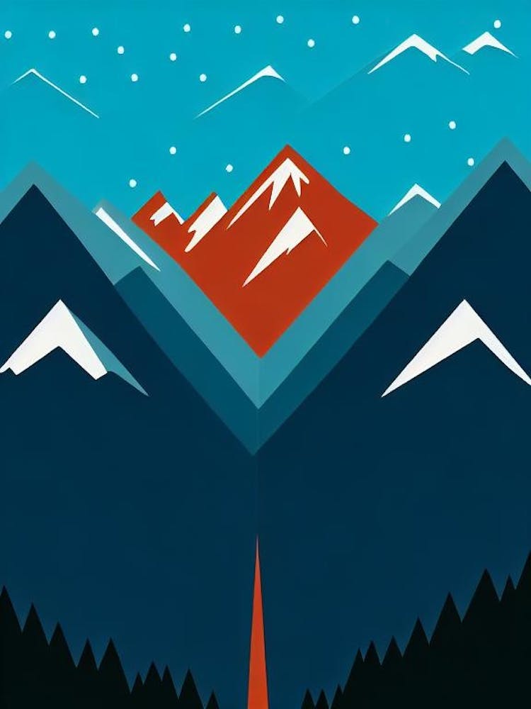 Adelboden, Switzerland Modern Illustration Skiing Poster