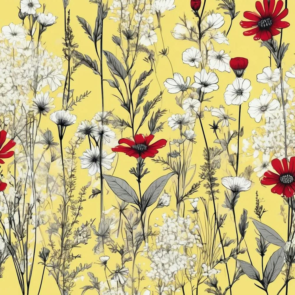 GARDEN MEADOW Floral Botanical Flowers Wildflowers 1