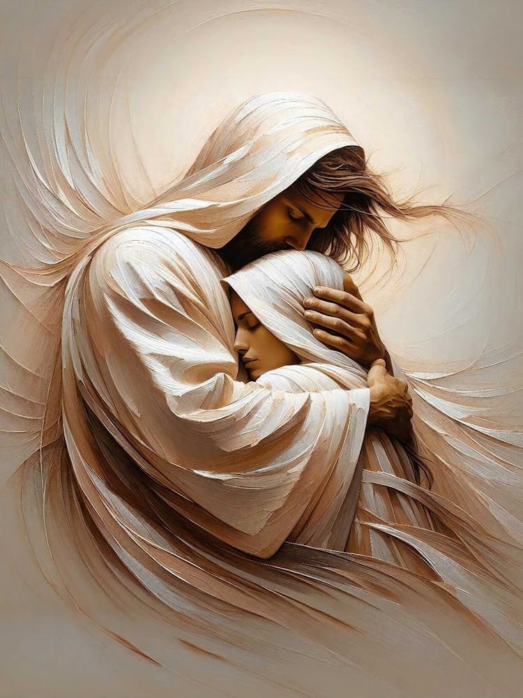 Trust In Him, Christian Art, Jesus Christ And Girl, Jesus Picture, Lds Wall Art, Bible Painting, Jesus And Woman Painting, Christian Prints
