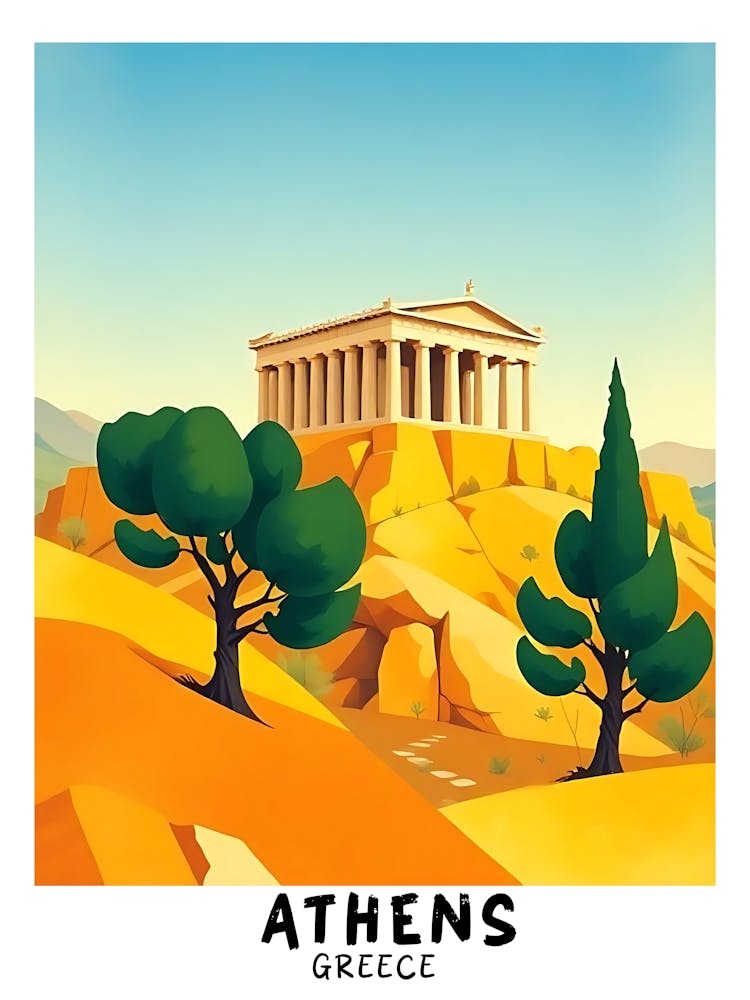 Athens Greece Vintage Travel Poster 1