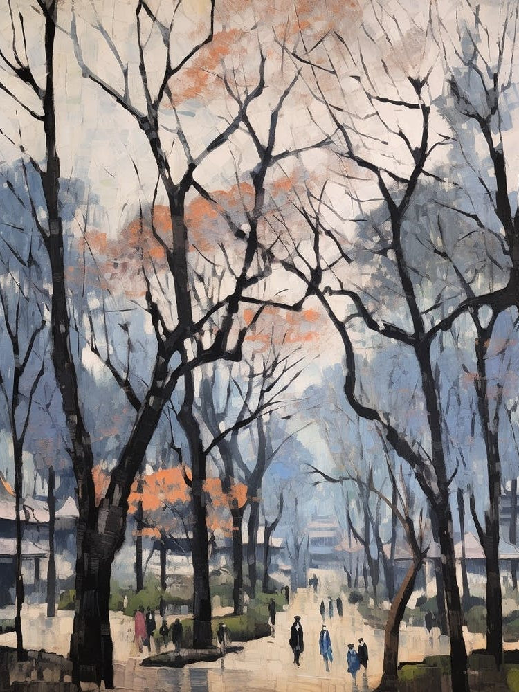 Winter City Park Painting Yoyogi Park Taipei Taiwan 6