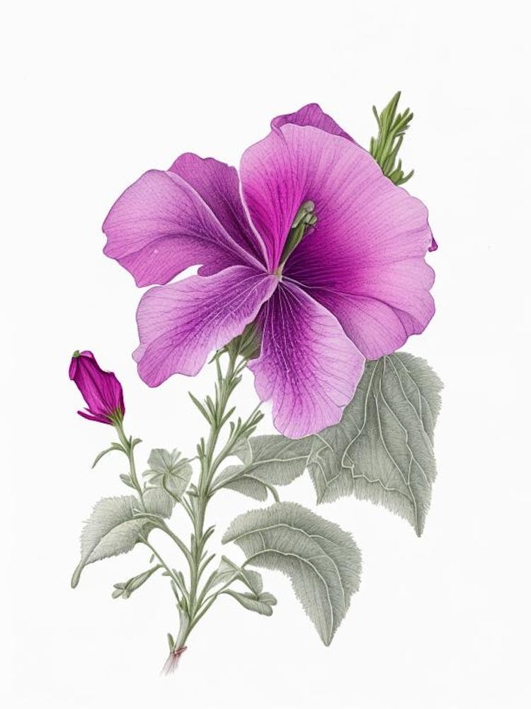 Petunia Floral Quentin Blake Inspired Illustration 1 Flower