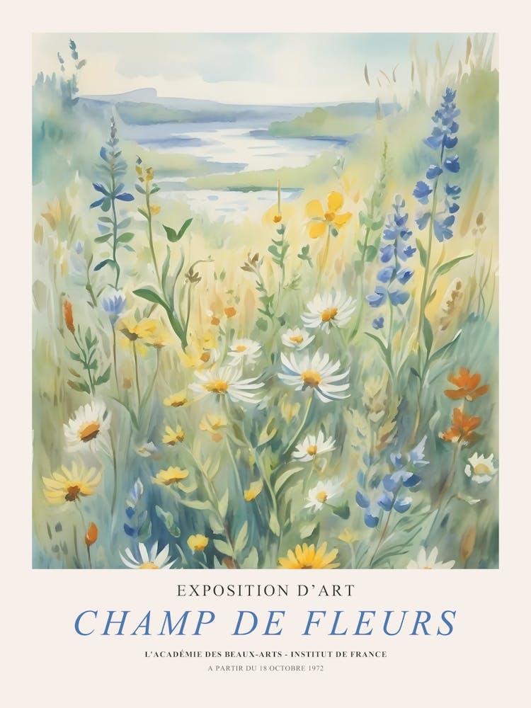 Claude Monet Style Art Exhibition Flower Field Modern Art Gallery
