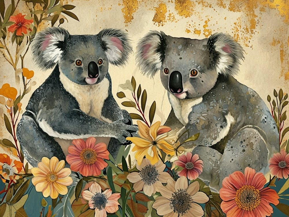 Floral Animal Illustration Koala 1
