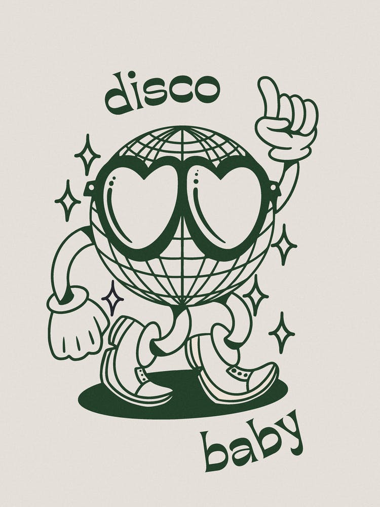 Disco Baby Retro Cartoon