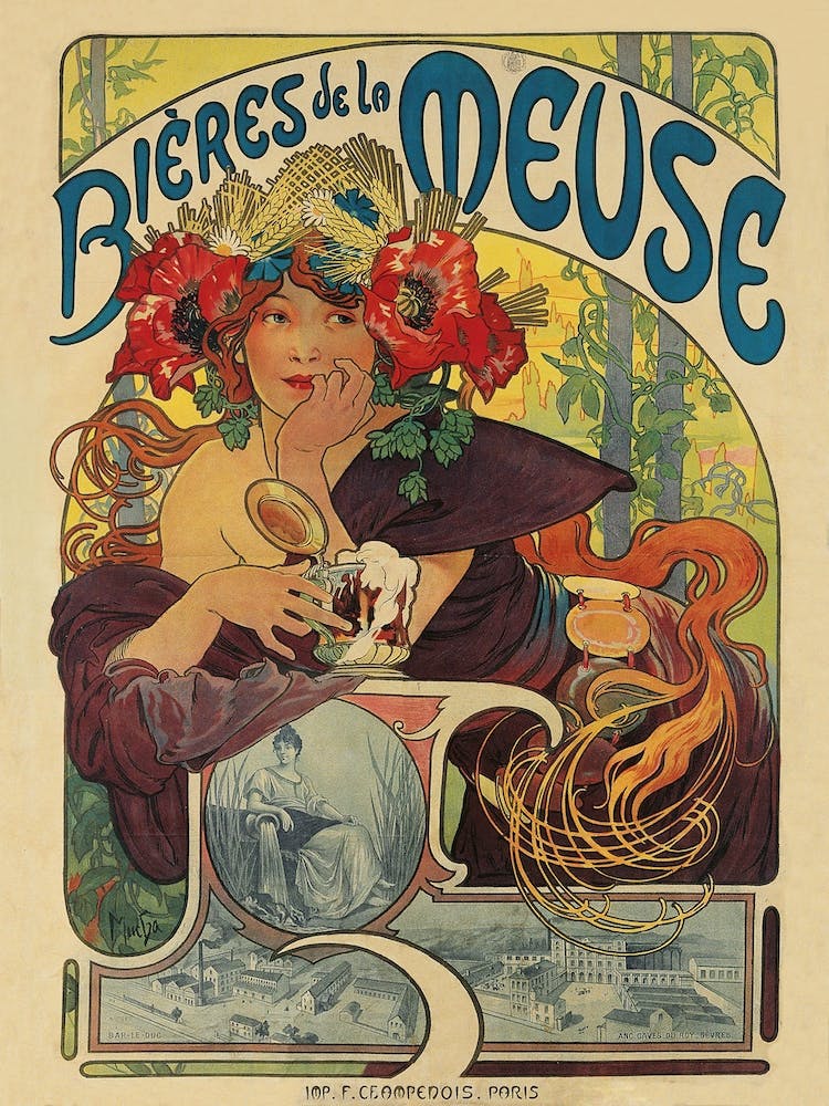 Bieres De La Meuse Poster, Alphonse Mucha