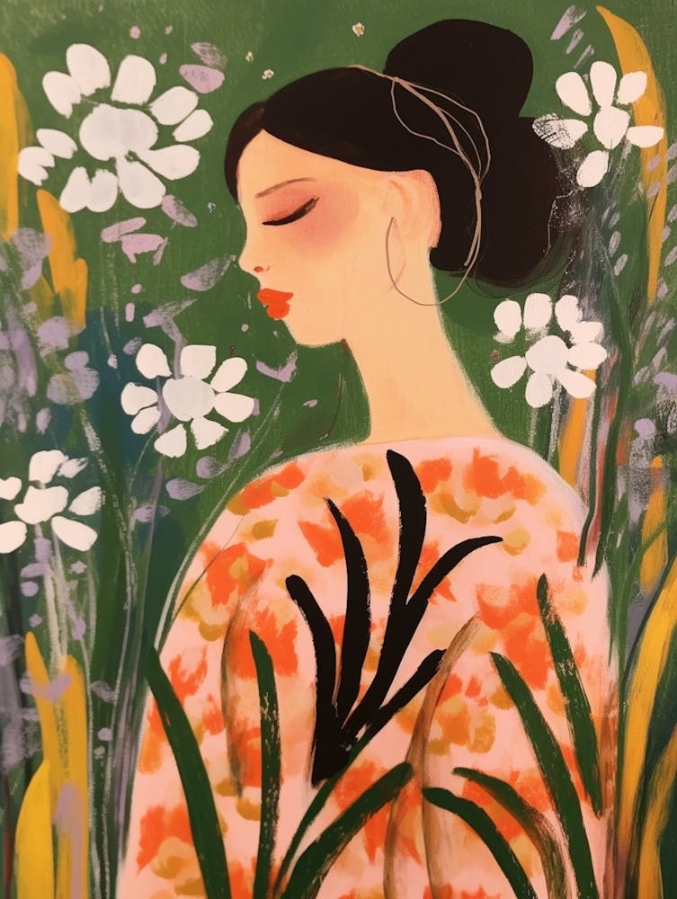 Woman With Autumnal Flowers Lily Of The Valley 3