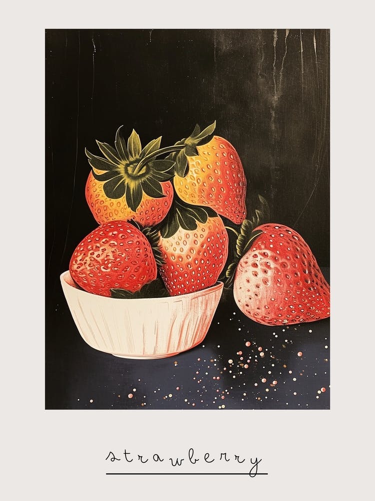 Art Deco Strawberry Still Life Poster