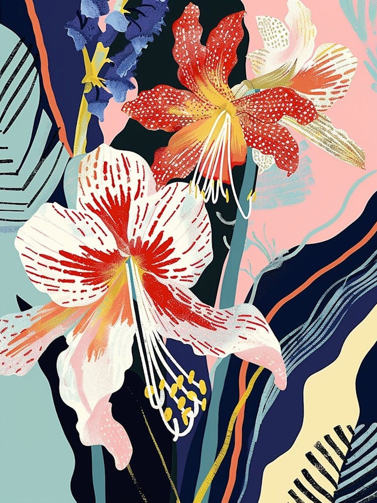 Colourful Flower Illustration Amaryllis 6