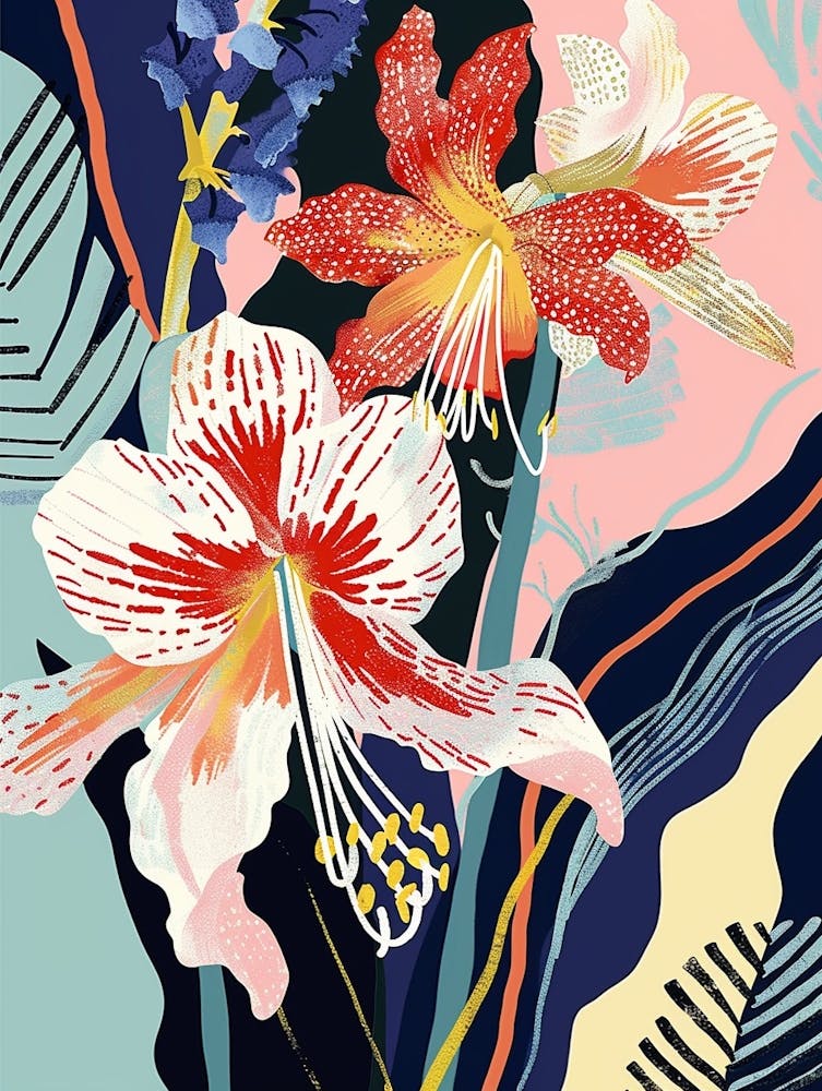 Colourful Flower Illustration Amaryllis 6