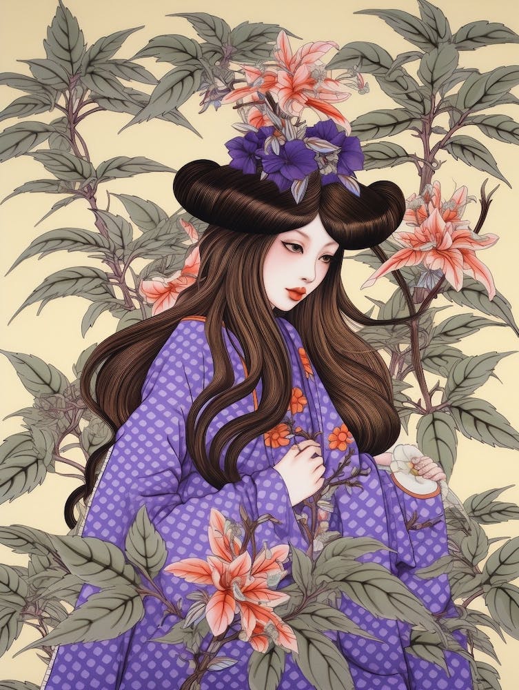 Katakuri Dogtooth Violet Vintage Japanese Botanical And Geisha