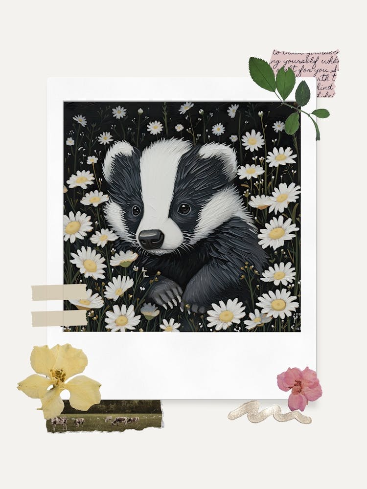 Scrapbook Baby Badger Fairycore Painting 4